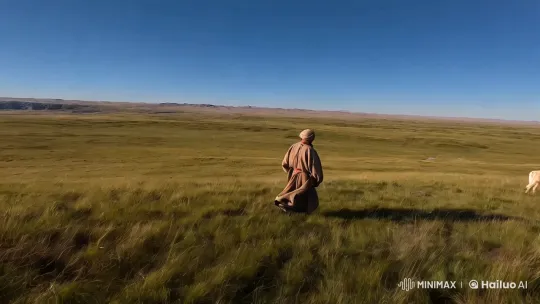 Nomadic Herder's Tranquil Journey on the Steppe – AI Generated Video | Hailuo AI