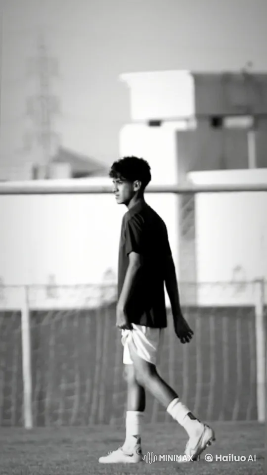 Young Man Smoking on Soccer Field with Distant City Sounds – AI Generated Video | Hailuo AI