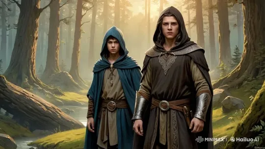 Elven Refugee and Child in Perilous Forest Clearing at Night – AI Generated Video | Hailuo AI