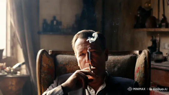 Contemplative Man in Artistic Smoky Light – AI Generated Video | Hailuo AI