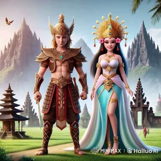 Roro Jonggrang and Warrior in Ancient Temple Setting – AI Generated Video | Hailuo AI