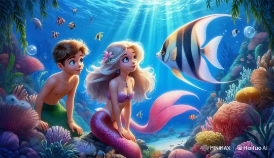 Mermaid and Merman in Peaceful Underwater Dance – AI Generated Video | Hailuo AI