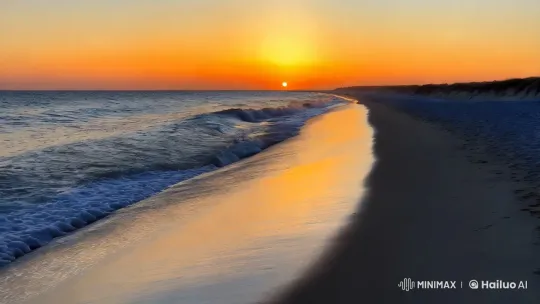 Golden Hour on a Desolate Beach in 4K – AI Generated Video | Hailuo AI