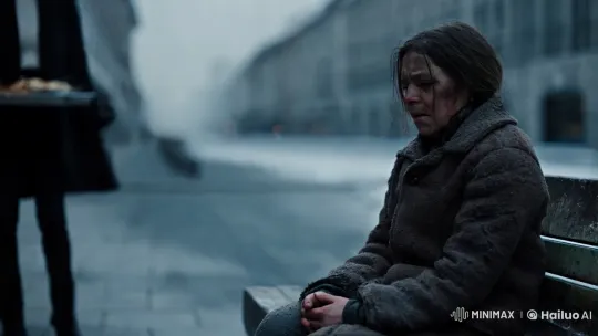 Human Connection in a Cold European Street – AI Generated Video | Hailuo AI