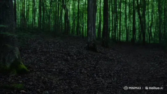 Man Fleeing Through Dark Forest – AI Generated Video | Hailuo AI