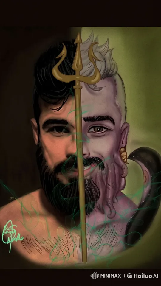 Live2D Animation: Character with Trident and Shifting Emotions – AI Generated Video | Hailuo AI
