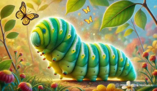 Colorful Caterpillar in Enchanted Garden Animation – AI Generated Video | Hailuo AI
