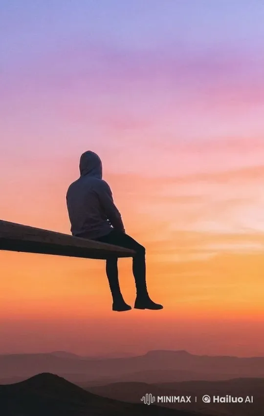Man Levitates Above Sunset Landscape – AI Generated Video | Hailuo AI