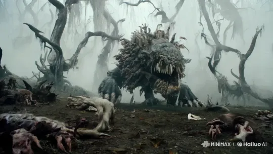 The Maw of Despair: A Nightmarish Creature in a Desolate Forest – AI Generated Video | Hailuo AI