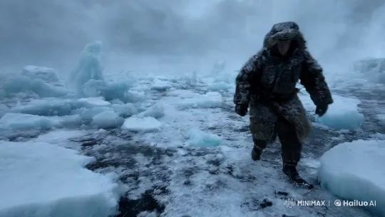 First-Person Journey Through a Snowstorm Battlefield – AI Generated Video | Hailuo AI