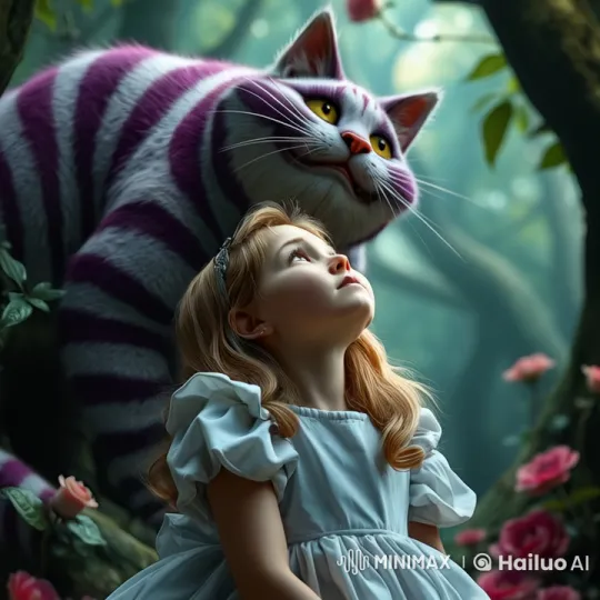 Alice Meets the Cheshire Cat in Enchanted Forest – AI Generated Video | Hailuo AI