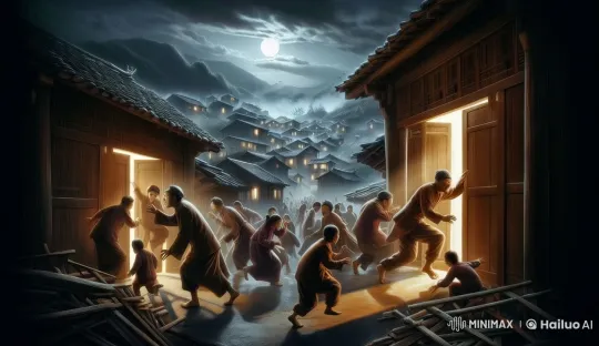 Mysterious Nighttime Escape Through Foggy Village Streets – AI Generated Video | Hailuo AI