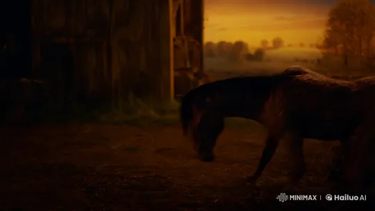 Surreal Human-Animal Transformation in Atmospheric Setting – AI Generated Video | Hailuo AI