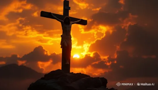 Dramatic Sunset: Slow-Motion Crucifixion Scene – AI Generated Video | Hailuo AI