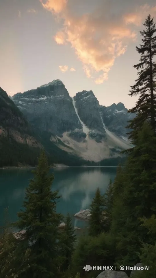 Tranquil Mountain Lake at Sunset – AI Generated Video | Hailuo AI