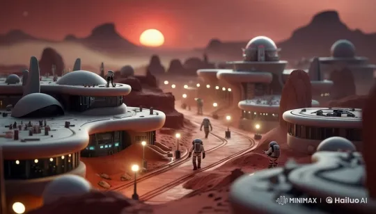 Martian City Life Amidst Red Sandstorm – AI Generated Video | Hailuo AI
