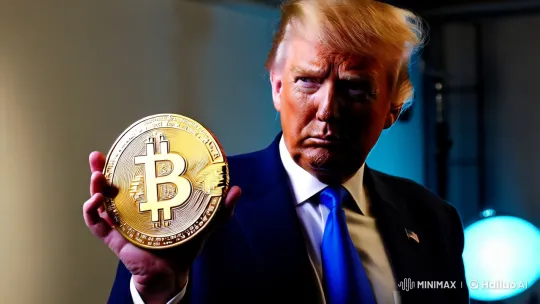 Donald Trump Holds Metallic Bitcoin Prop in Aesthetic Video Clip – AI Generated Video | Hailuo AI