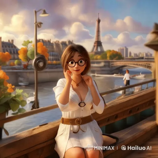 Autumn Parisian Riverside: Woman by the Eiffel Tower – AI Generated Video | Hailuo AI