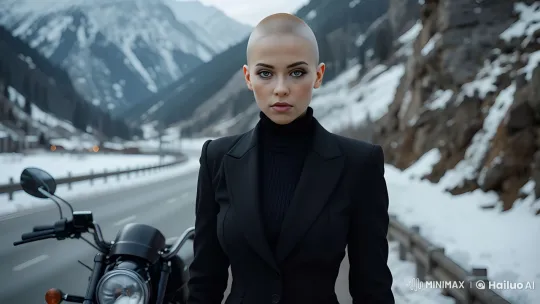 Agent Prepares for Action on Snowy Mountain Road – AI Generated Video | Hailuo AI