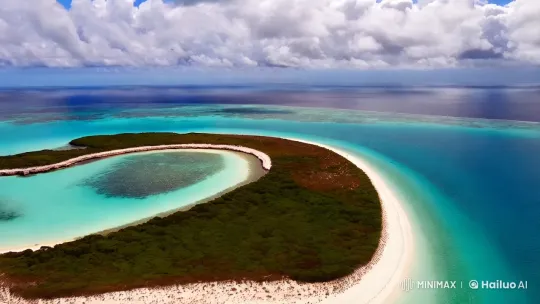 Panoramic View of a Unique Atoll with Vibrant Lagoon – AI Generated Video | Hailuo AI