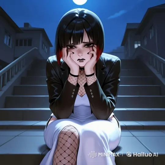 Contemplative Woman in Moonlit Night Scene – AI Generated Video | Hailuo AI