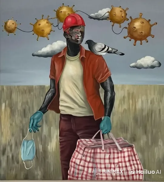 Man with Circuit Face Journeys Through Surreal Desert – AI Generated Video | Hailuo AI