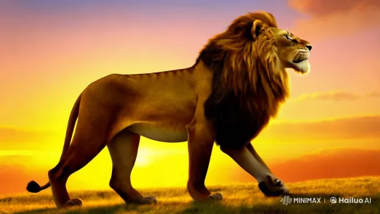 Majestic Lion Silhouetted Against Sunset – AI Generated Video | Hailuo AI