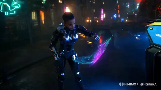 Cybernetic Spy Navigates Futuristic Cityscape – AI Generated Video | Hailuo AI