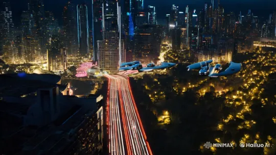 Futuristic Metropolis: Neon Skyline and Flying Cars – AI Generated Video | Hailuo AI