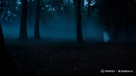 Mysterious Woman in Moonlit Misty Forest – AI Generated Video | Hailuo AI