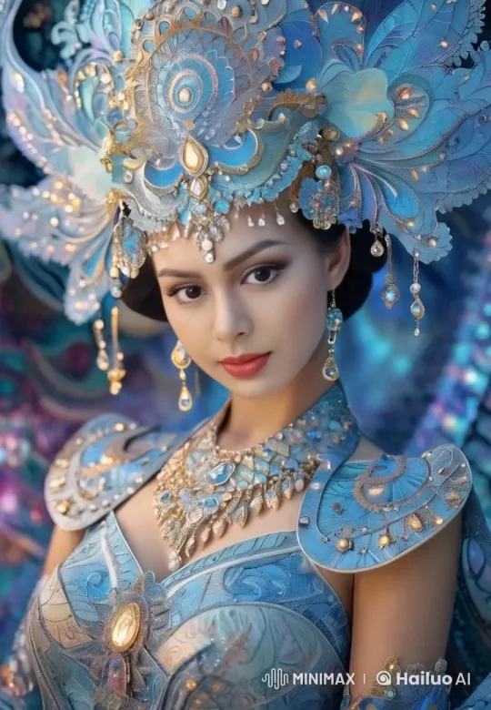 Opulent Peacock-Inspired Costume Display – AI Generated Video | Hailuo AI