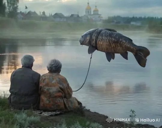 Elderly Couple Shares Tranquil Moment with Floating Fish – AI Generated Video | Hailuo AI