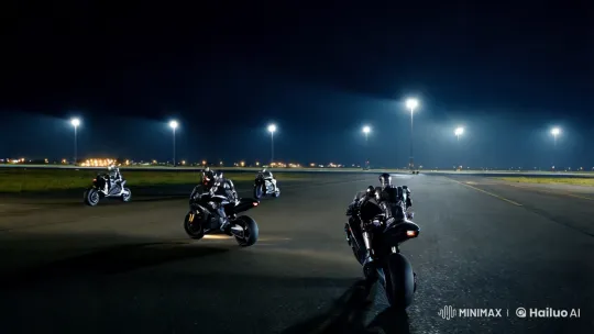 Futuristic Robots Perform on Desolate Airport Tarmac – AI Generated Video | Hailuo AI