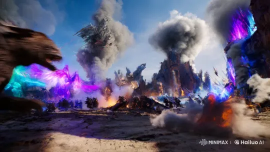 Chaotic Fantasy Battlefield Captured in Cinematic Hyper-Speed POV – AI Generated Video | Hailuo AI