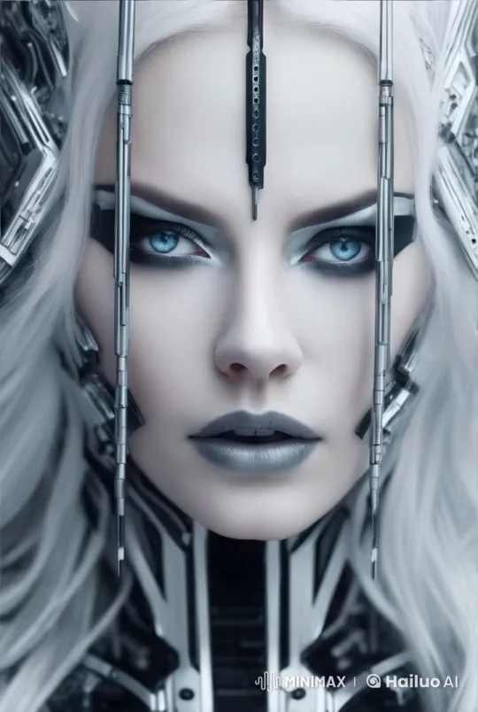 Female Android Under High-Tech Face Calibration – AI Generated Video | Hailuo AI