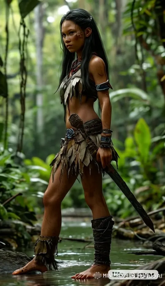 Live2D Video: Amazonian Girl in Lush Jungle with Hyper-Detailed Imagery – AI Generated Video | Hailuo AI