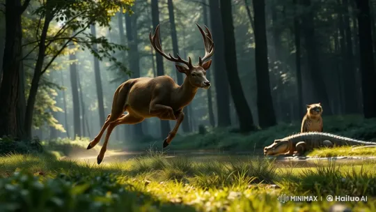 Ultra-Realistic 4k Cinematic Forest with Graceful Deer – AI Generated Video | Hailuo AI