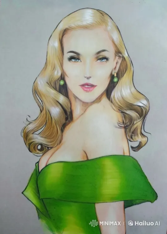 Stylish Woman in Green Dress Shows Charm – AI Generated Video | Hailuo AI