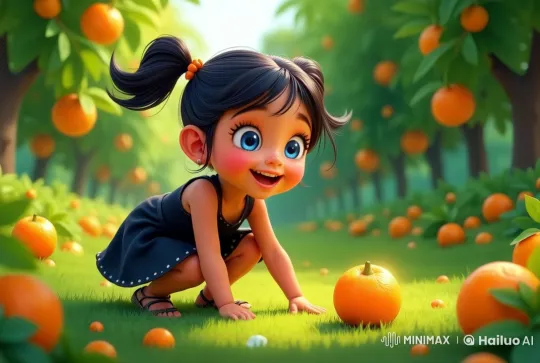 Young Girl Explores Lively Orange Grove in Live2D Animation – AI Generated Video | Hailuo AI