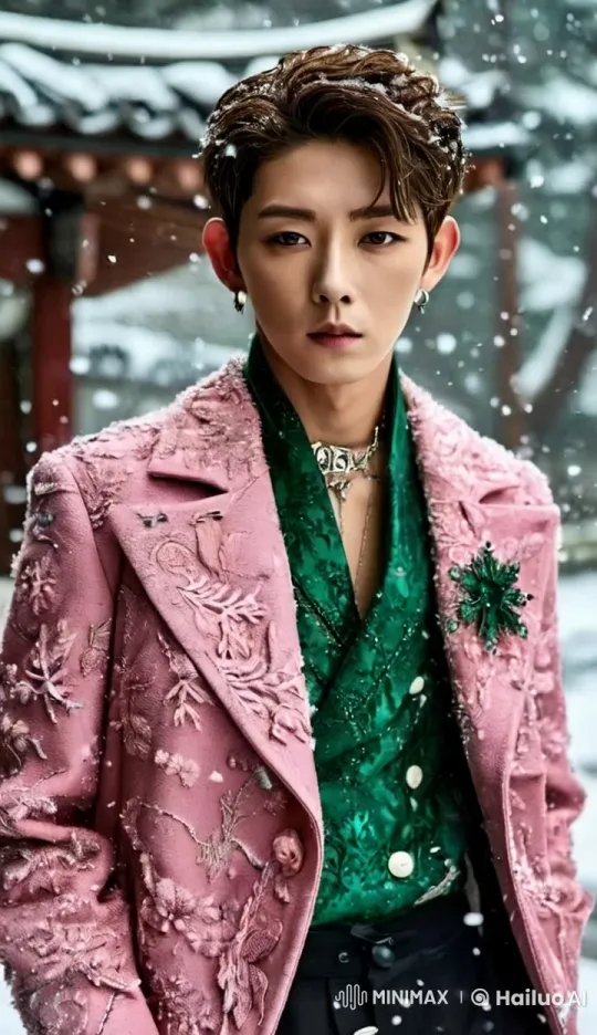 Model in Embroidered Coat Dances in Winter Wonderland – AI Generated Video | Hailuo AI