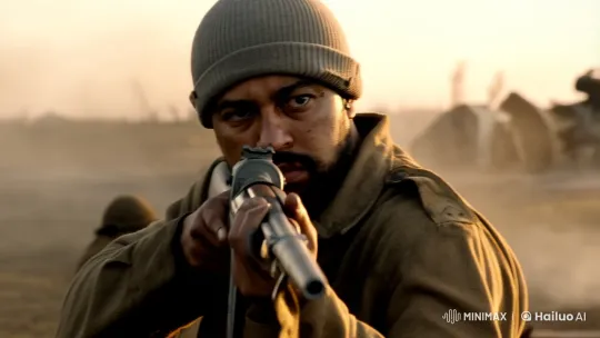 20th Century Soldier in Intense Battlefield Scene – AI Generated Video | Hailuo AI