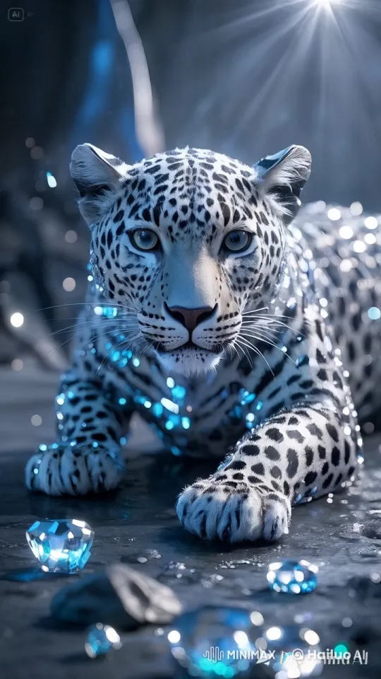 Mystical Leopard Adorned with Gems in Enchanting Slow Motion – AI Generated Video | Hailuo AI