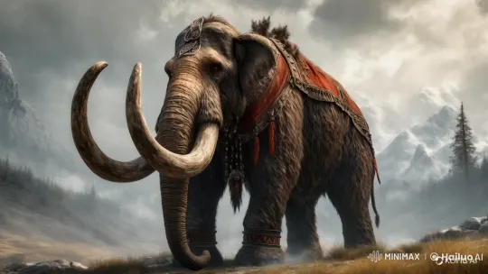 Colossal Elephant in Majestic Mountain Setting – AI Generated Video | Hailuo AI