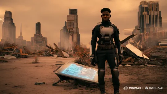 Alien Cityscape: Young Warrior's Determined Journey – AI Generated Video | Hailuo AI