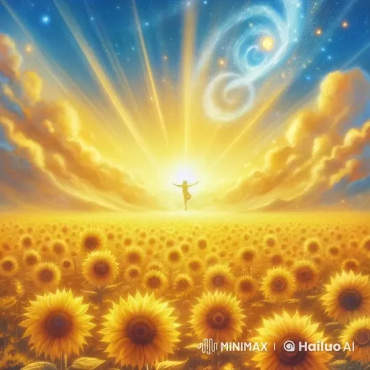 Dancer in a Sunflower Field Under a Cosmic Sky – AI Generated Video | Hailuo AI