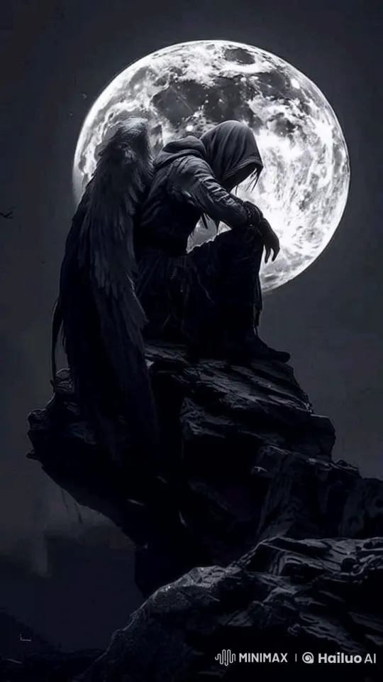 Mystical Winged Figure Under Moonlit Sky – AI Generated Video | Hailuo AI