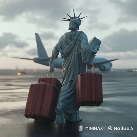 Statue of Liberty Embarks on Determined Airport Journey – AI Generated Video | Hailuo AI