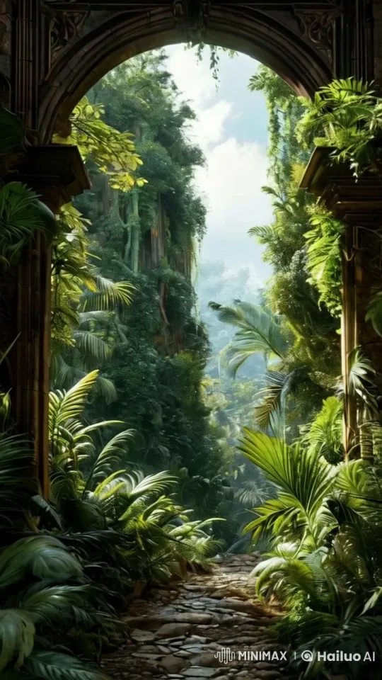 Enchanted Jungle: Live2D Exploration of a Lush, Ancient Landscape – AI Generated Video | Hailuo AI