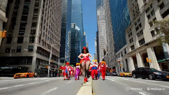 Provocative Clown Parade in Big City Streets – AI Generated Video | Hailuo AI