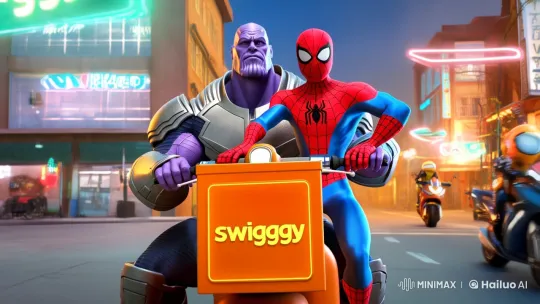 Thanos and Spider-Man on a Swiggy Scooter Adventure – AI Generated Video | Hailuo AI